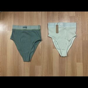 Lot of 2 Cotton Rib SKIMS Boyfriend Briefs by Kim Kardashian, XS and XXS, NWT